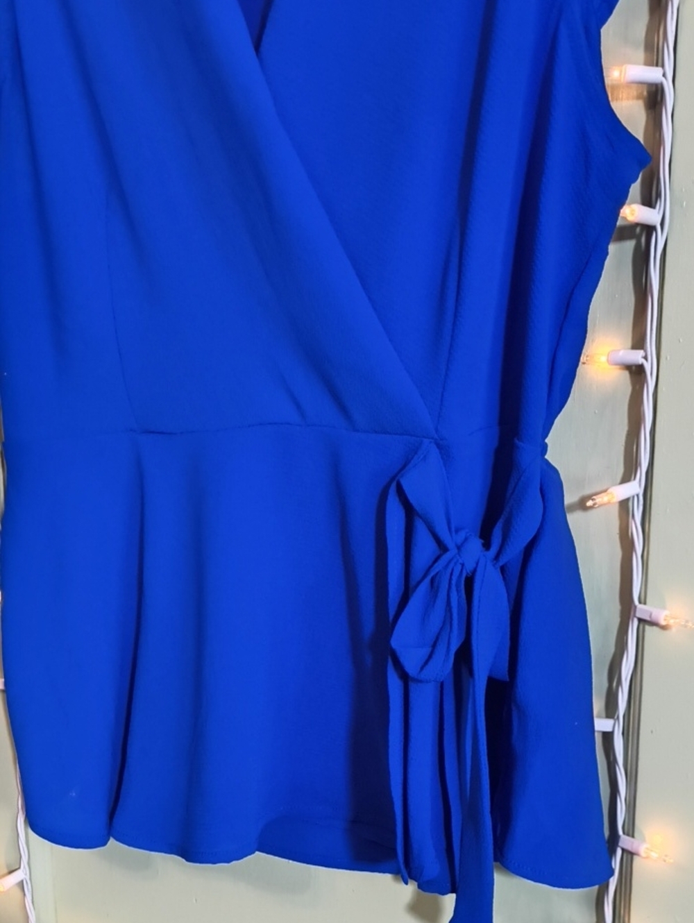 Women's Monteau Los Angeles Electric Ruffle Faux Wrap Sleeveless Blouse XL - Picture 3 of 11